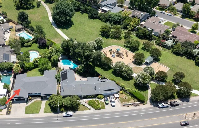 an aerial view of a house
