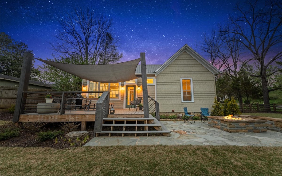 222 Ada Street Blue Ridge, GA 30513 - Photo 35 of 74 a backyard of a house with barbeque oven and outdoor seating