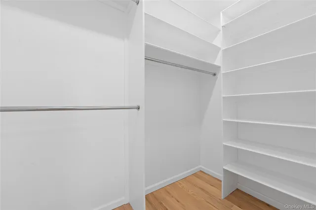 a view of an empty walk in closet