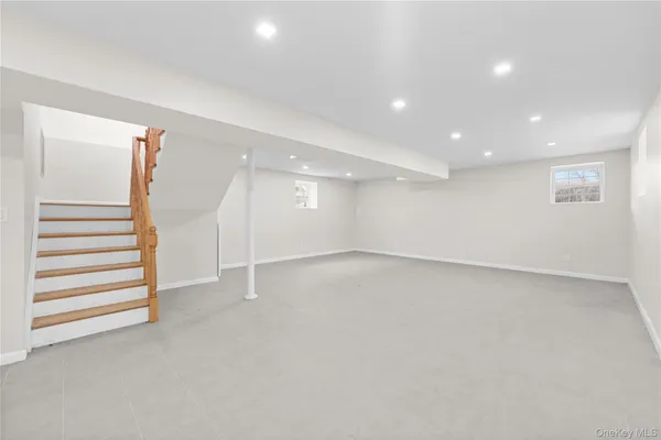 an empty room with a bathroom