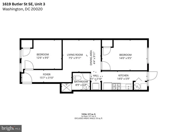 $1,700 | 1619 Butler Street Southeast, Unit 3, Washington, DC 20020