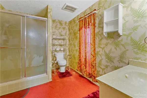 a bathroom with a sink and a shower