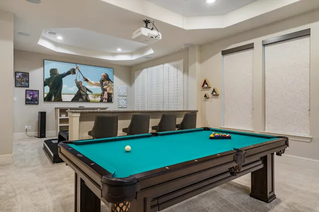 a room with pool table