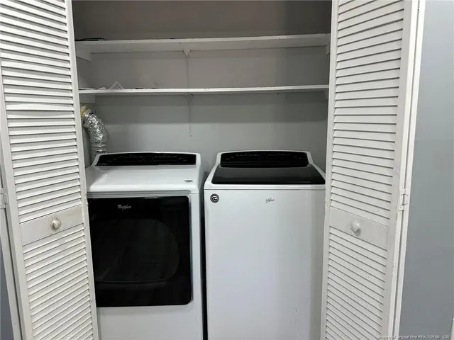 a close view of washer and dryer