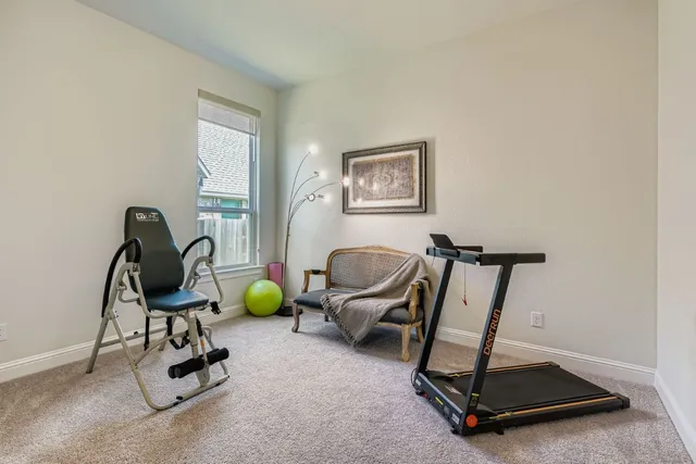 a room with gym equipment
