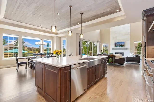 a kitchen with lots of counter top space