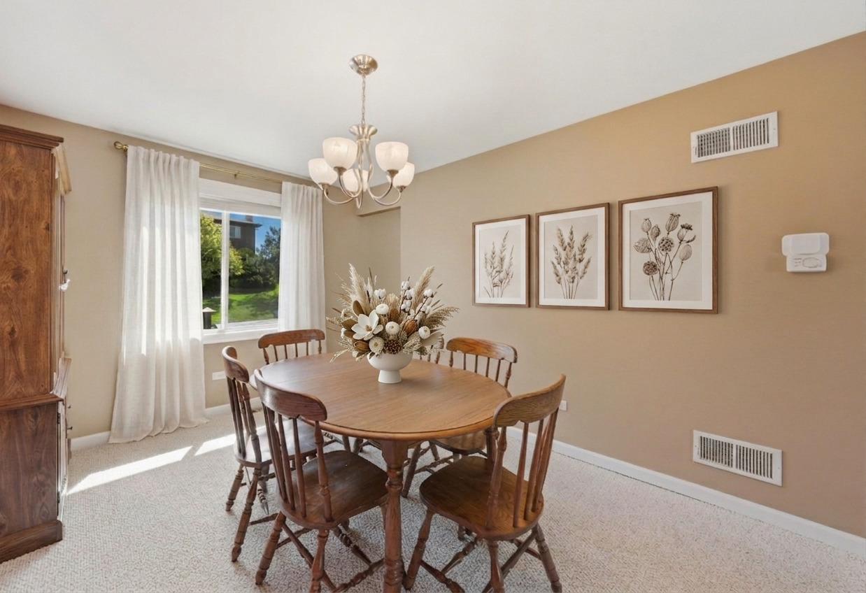3517 Jacqueline Drive Crete, IL 60417 - Photo 5 of 26 a view of a dining room with furniture a chandelier and wooden floor