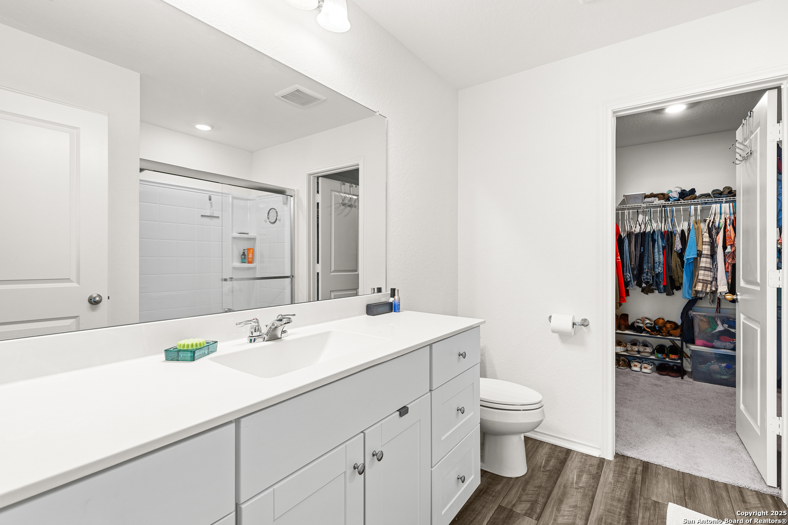 5259 Winding Streme St. Hedwig, TX 78152 - Photo 11 of 24 a bathroom with a sink a toilet and shower