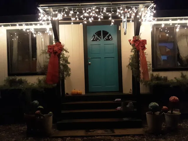 a bathroom with a mirror