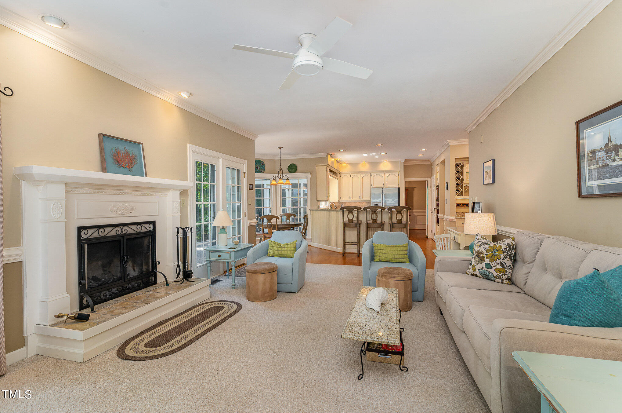 109 Lochfield Drive Cary, NC 27518 - Photo 2 of 43 a living room with furniture and a fireplace