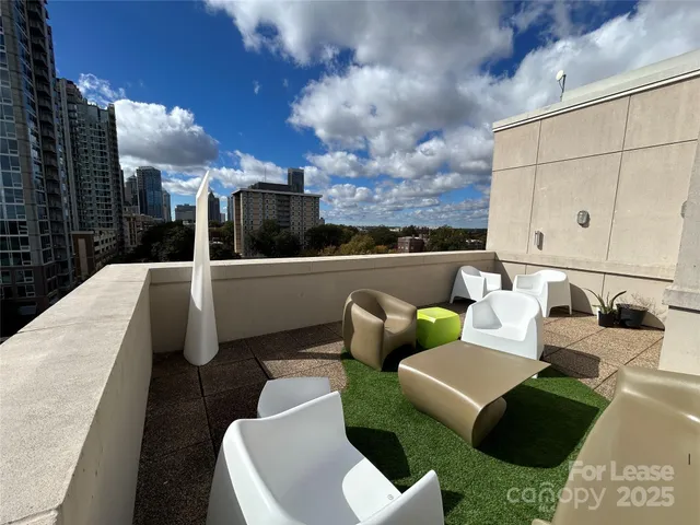 a view of a chairs in a balcony