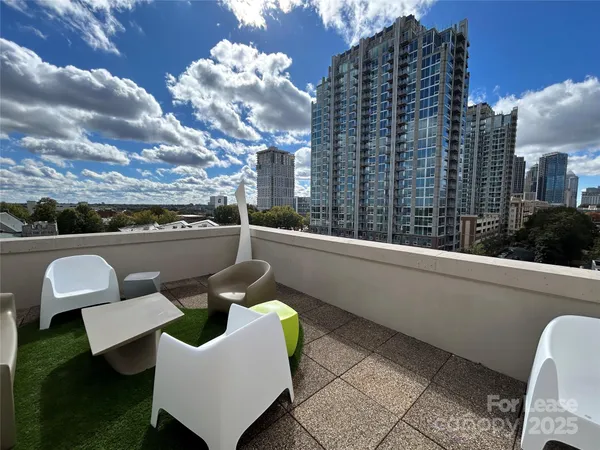 a city view with tall buildings