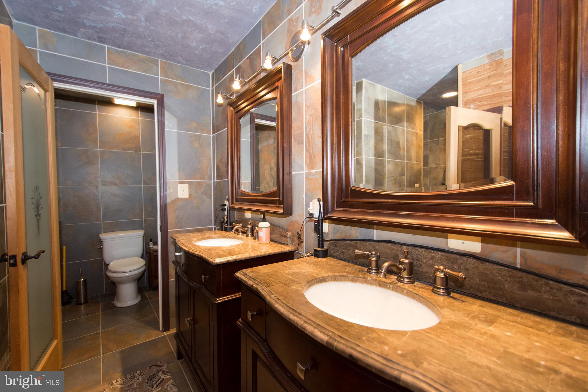 608 Charles Avenue Deale, MD 20751 - Photo 32 of 41 a bathroom with a granite countertop sink mirror and a toilet