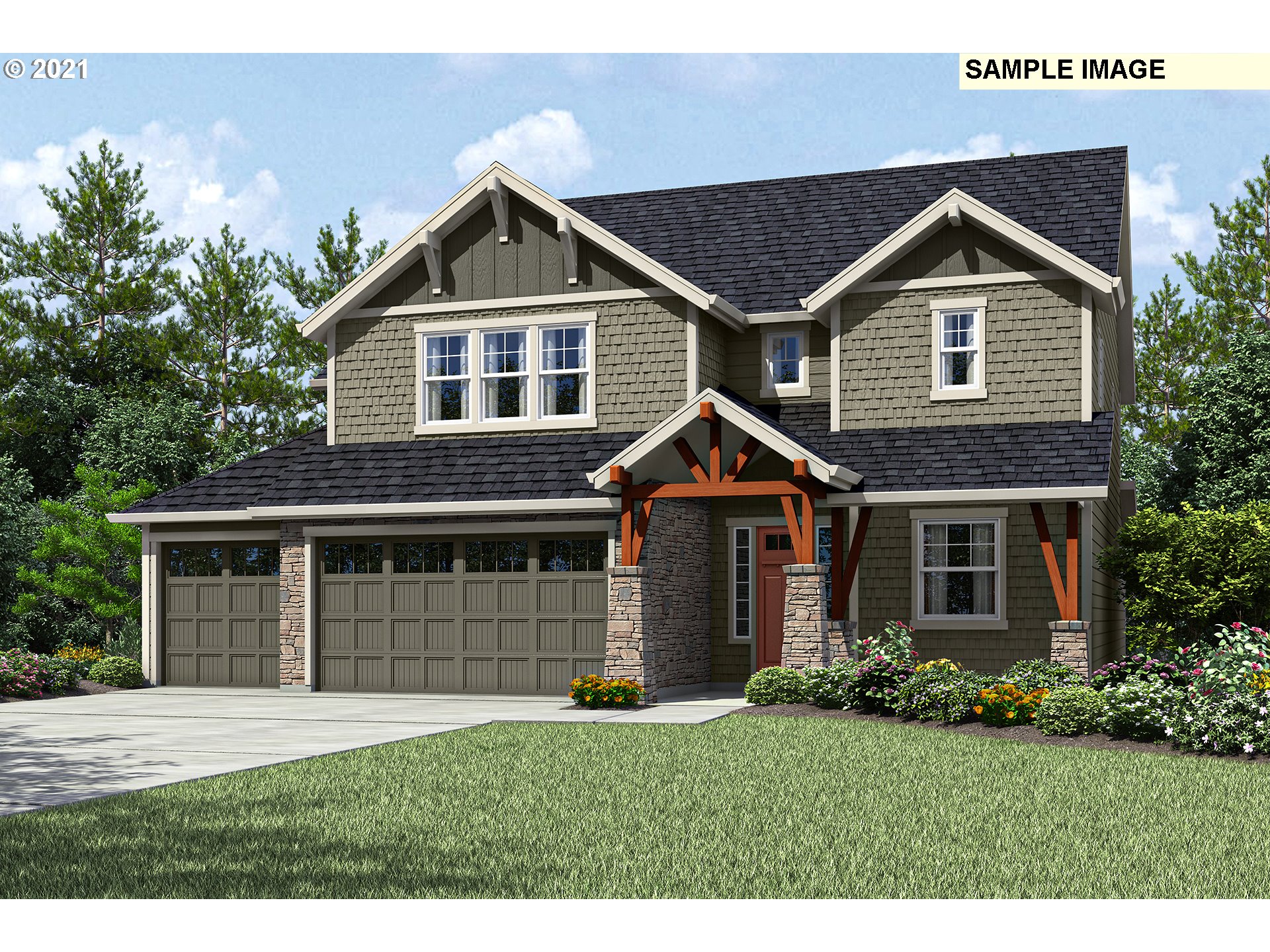 1715 Northeast Hancock Road Camas, WA 98607 - Photo 1 of 14 a front view of a house with a garden