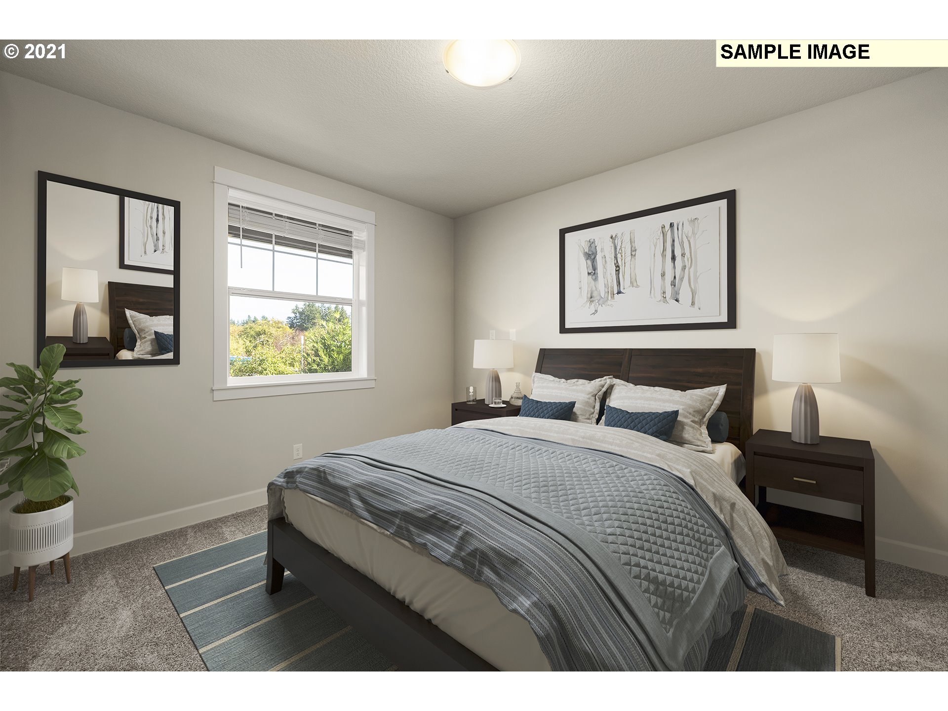 1715 Northeast Hancock Road Camas, WA 98607 - Photo 2 of 14 a bedroom with a bed and a potted plant