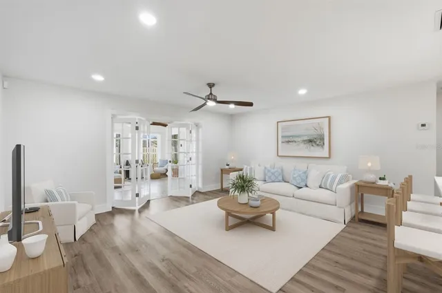 a living room with furniture