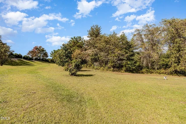 a view of a lake with a yard