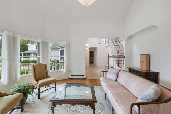 a living room with furniture and a couch