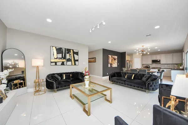 a living room with furniture