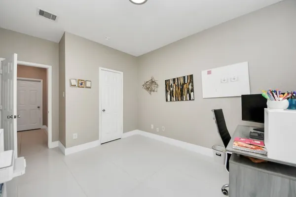 a workspace with a couch