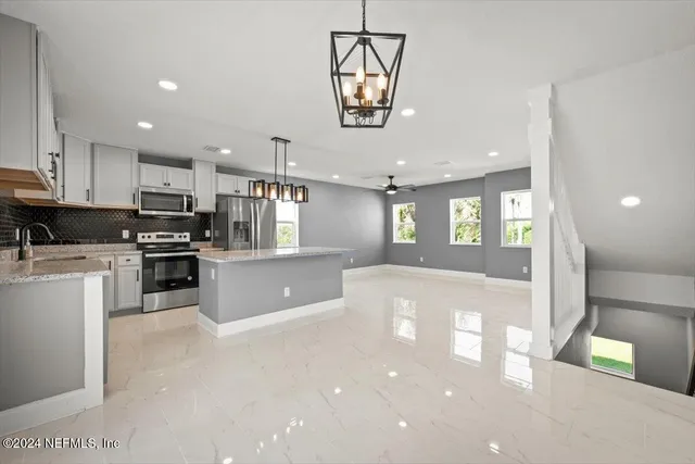 a living room with furniture