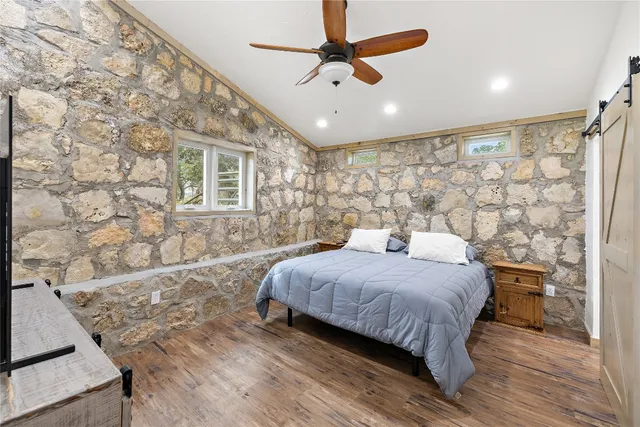 a view of a lake with a yard