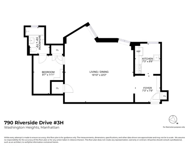 $447,000 | 790 Riverside Drive, Unit 3H | Washington Heights