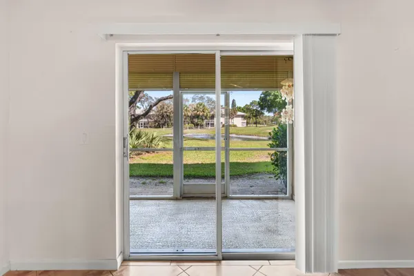 a view of a glass door with a window
