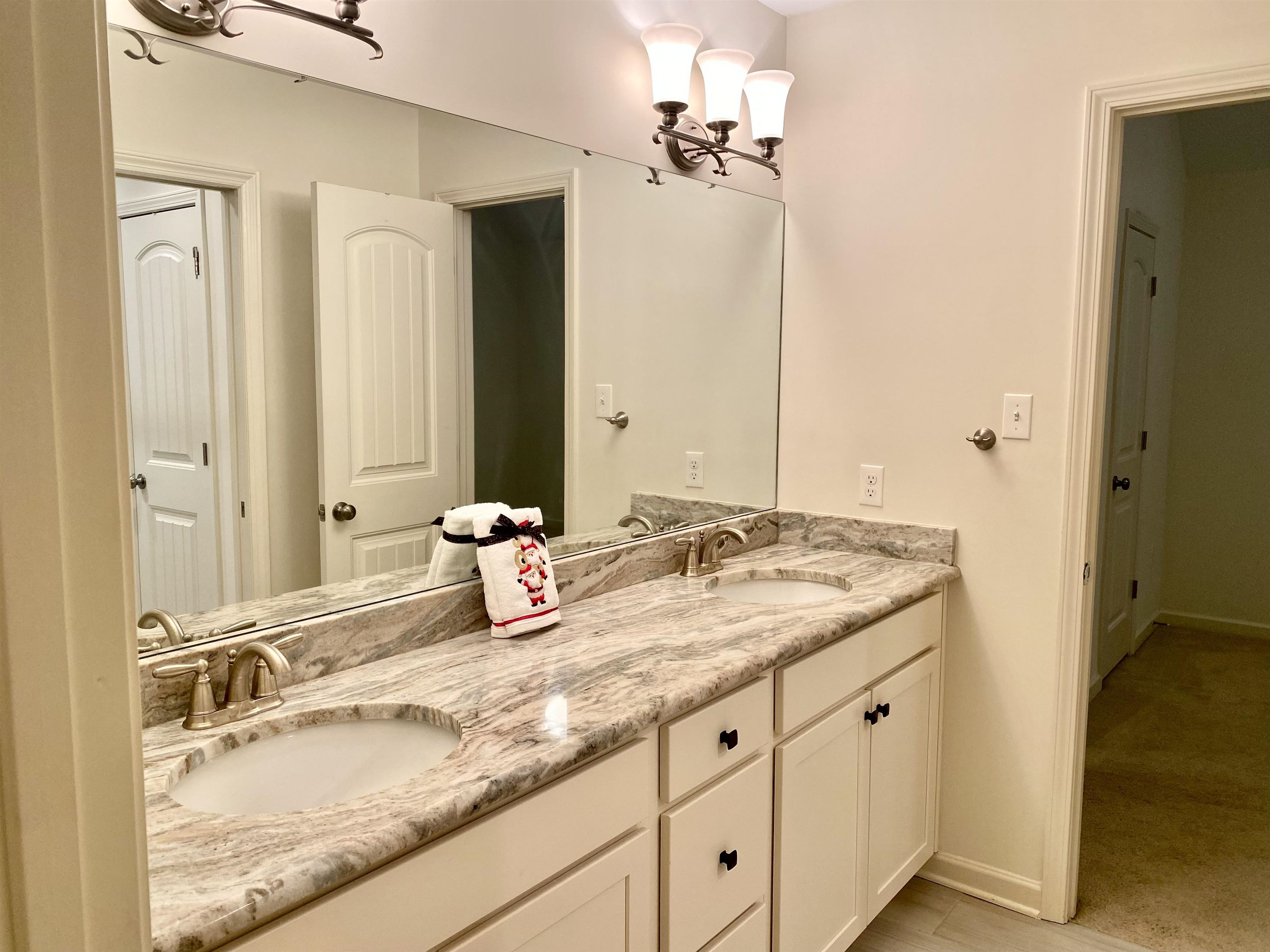 4713 Emmas Circle West Collierville, TN 38017 - Photo 18 of 25 a bathroom with a granite countertop sink and a mirror