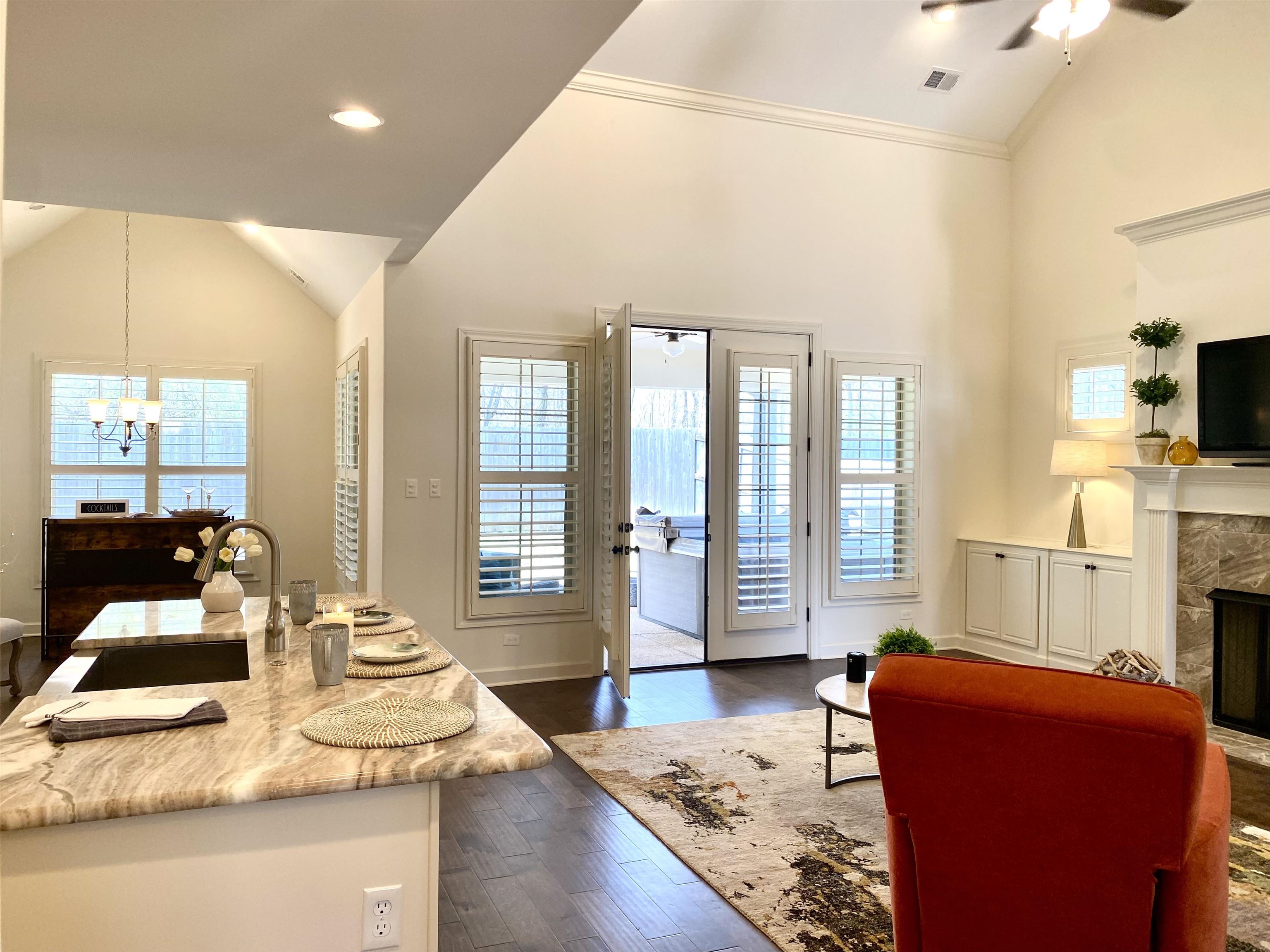 4713 Emmas Circle West Collierville, TN 38017 - Photo 7 of 25 a living room with fireplace furniture and floor to ceiling window