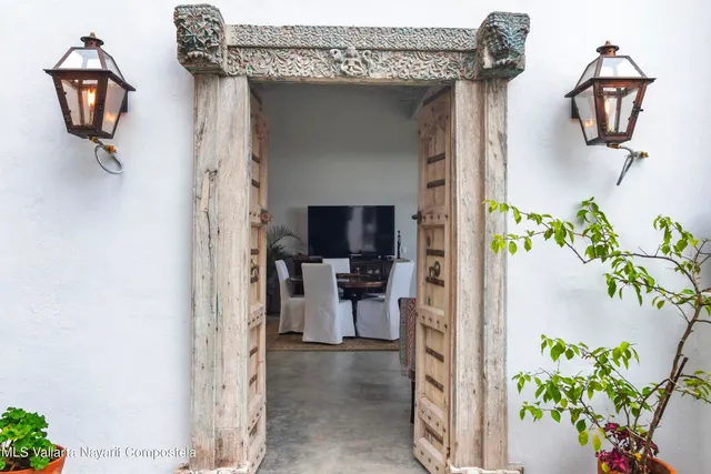a view of living room with a potted plant