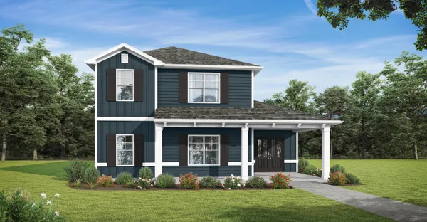 front view of a house with a yard