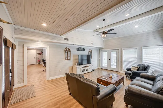 a living room with furniture