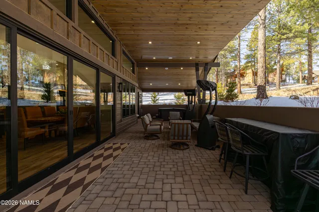 a outdoor space with balcony