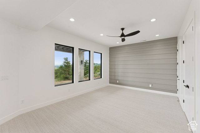 2280 East Outlaw Road, Unit 56 Kamas, UT 84036 - Photo 39 of 59 Unfurnished room with recessed lighting, light colored carpet, and a ceiling fan