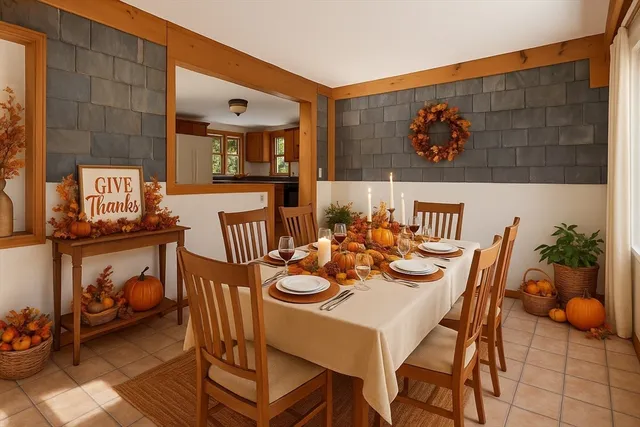 a dinning table and chairs in a patio