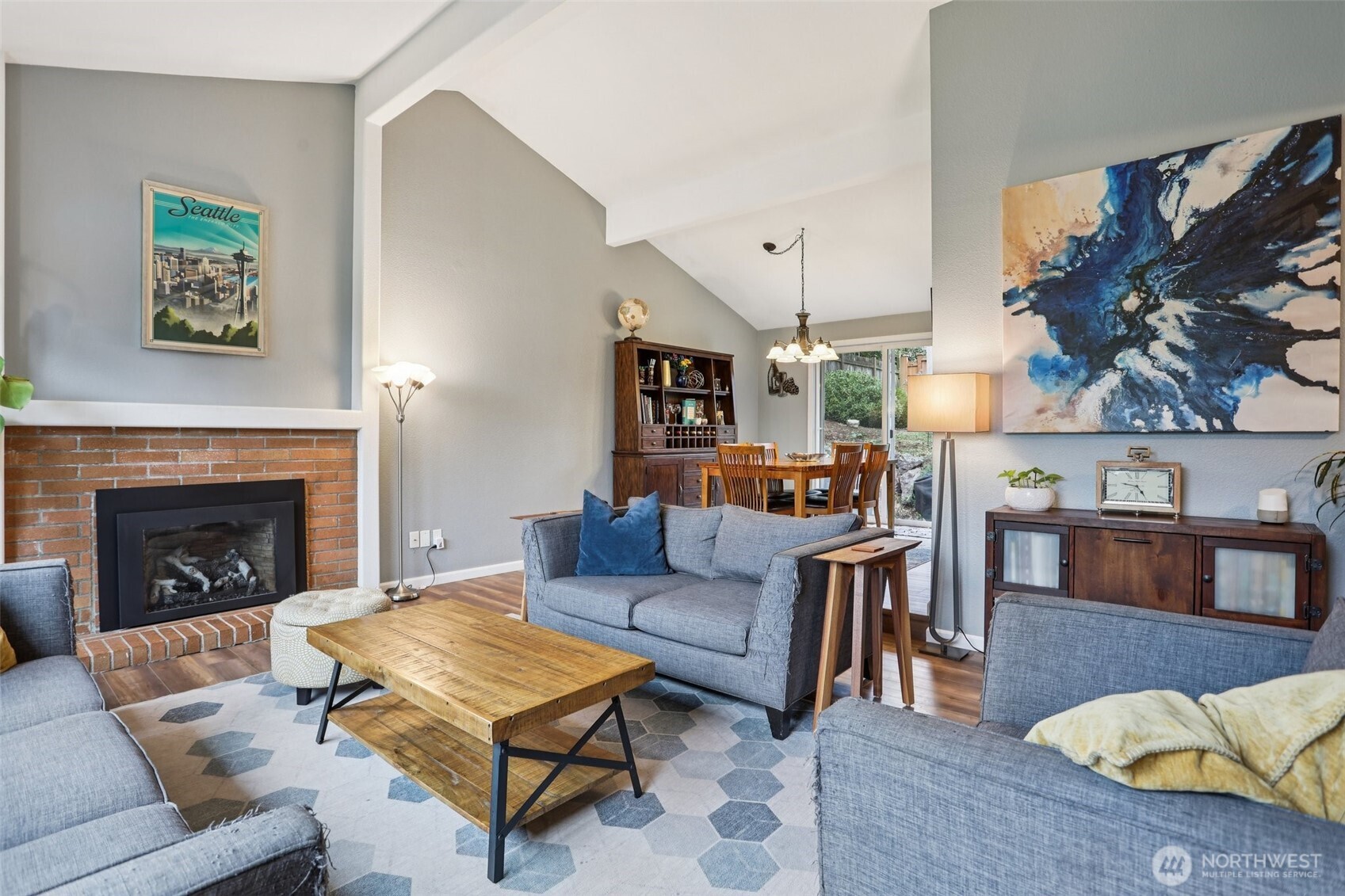 2611 178th Street Southeast Bothell, WA 98012 - Photo 2 of 27 a living room with furniture and a fireplace