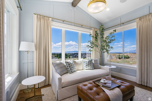 115 East Hidden Ridge Lane, Unit 42 Mapleton, UT 84664 - Photo 23 of 103 Expansive window wall with panoramic landscape, bordered by custom window treatments