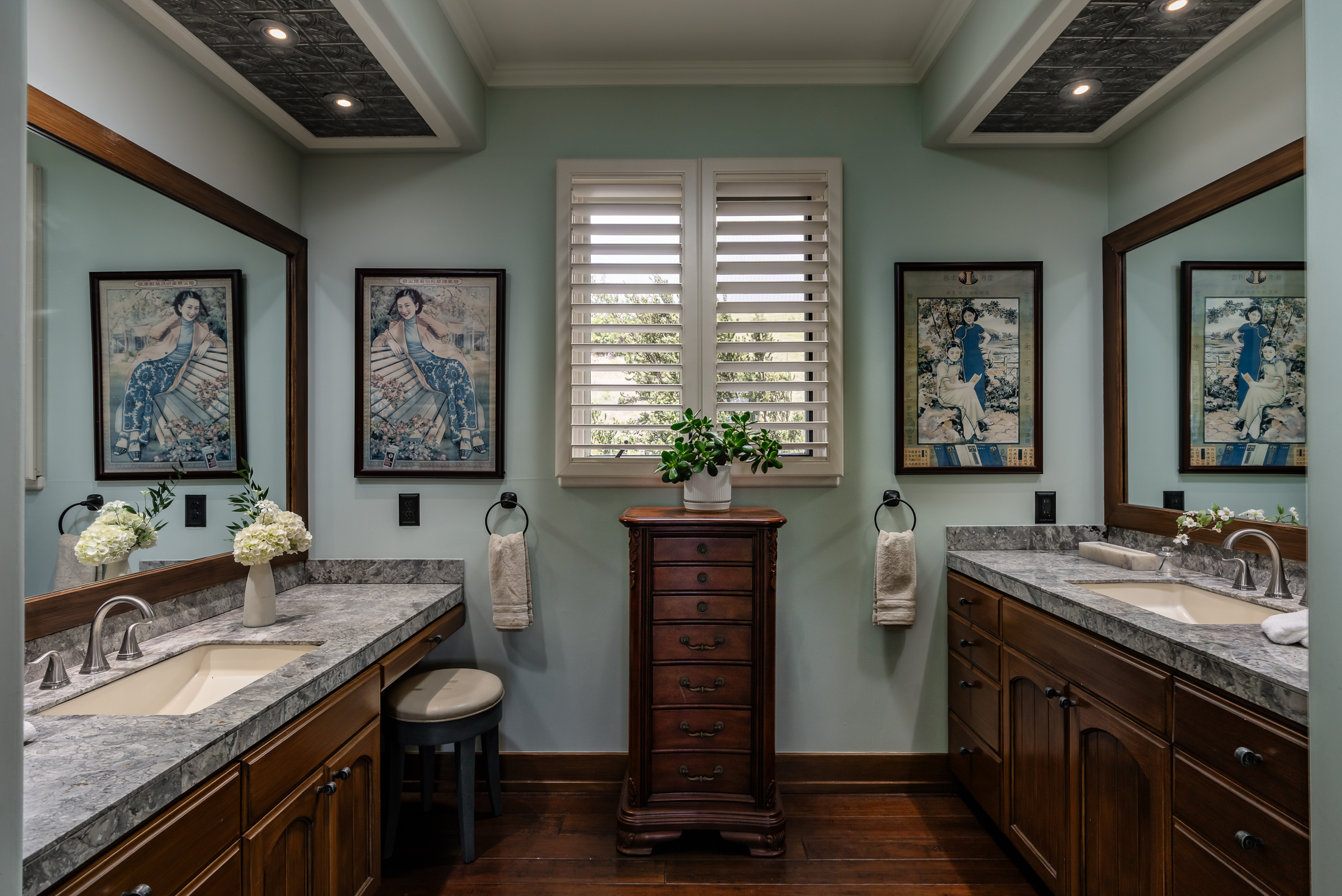 65-1508 Kawaihae Road Kamuela, HI 96743 - Photo 16 of 28 a spacious bathroom with a granite countertop sink a large mirror and a window