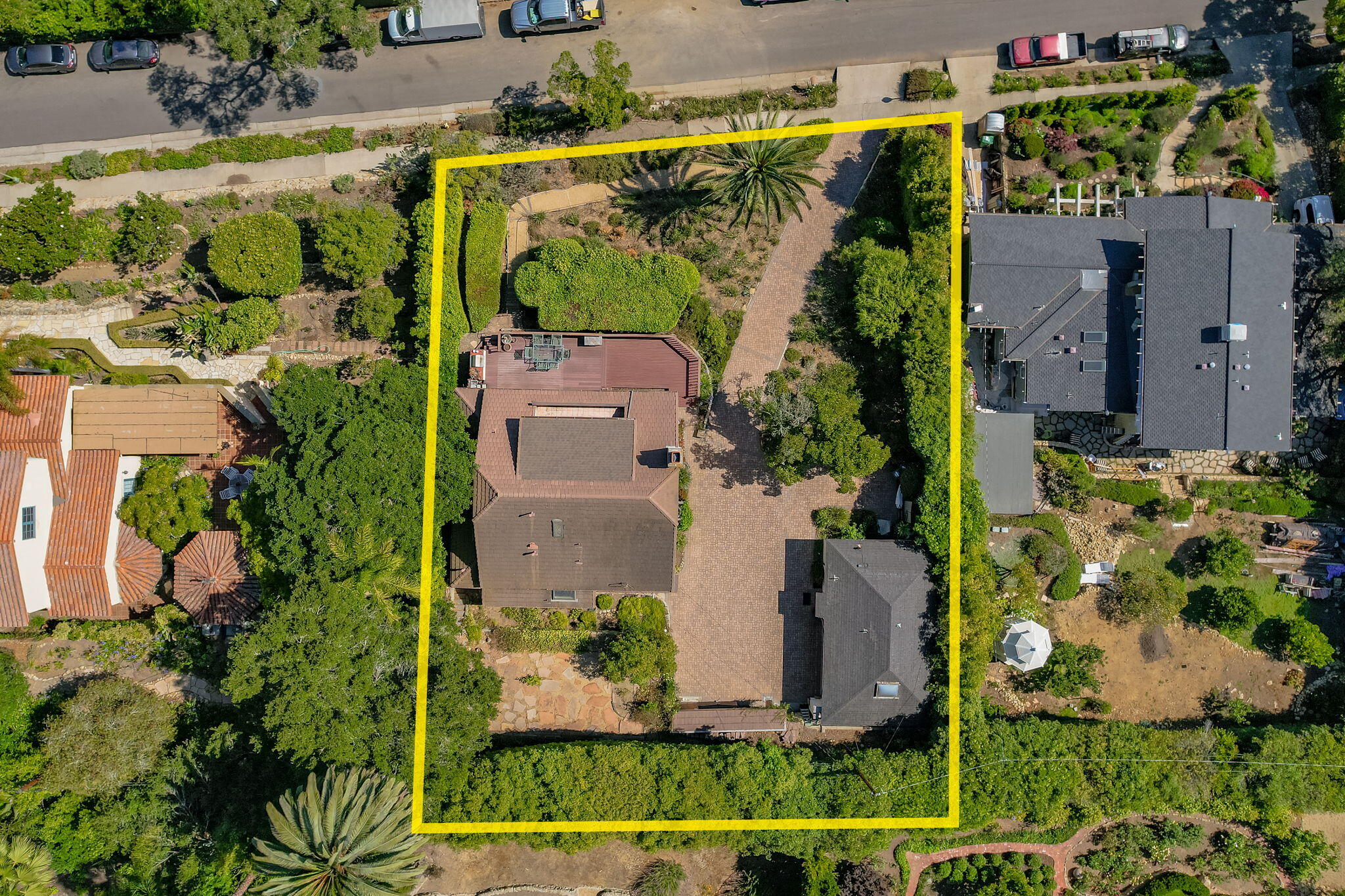 1712 Lasuen Road Santa Barbara, CA 93103 - Photo 25 of 36 an aerial view of a house with a yard basket ball court and outdoor seating