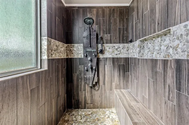 a bathroom with a shower