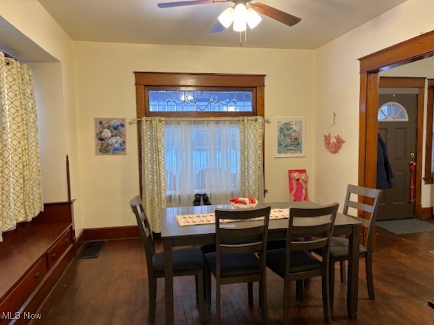 265 Sexton Street Struthers, OH 44471 - Photo 4 of 17 Dining room with dark wood-type flooring and a ceiling fan