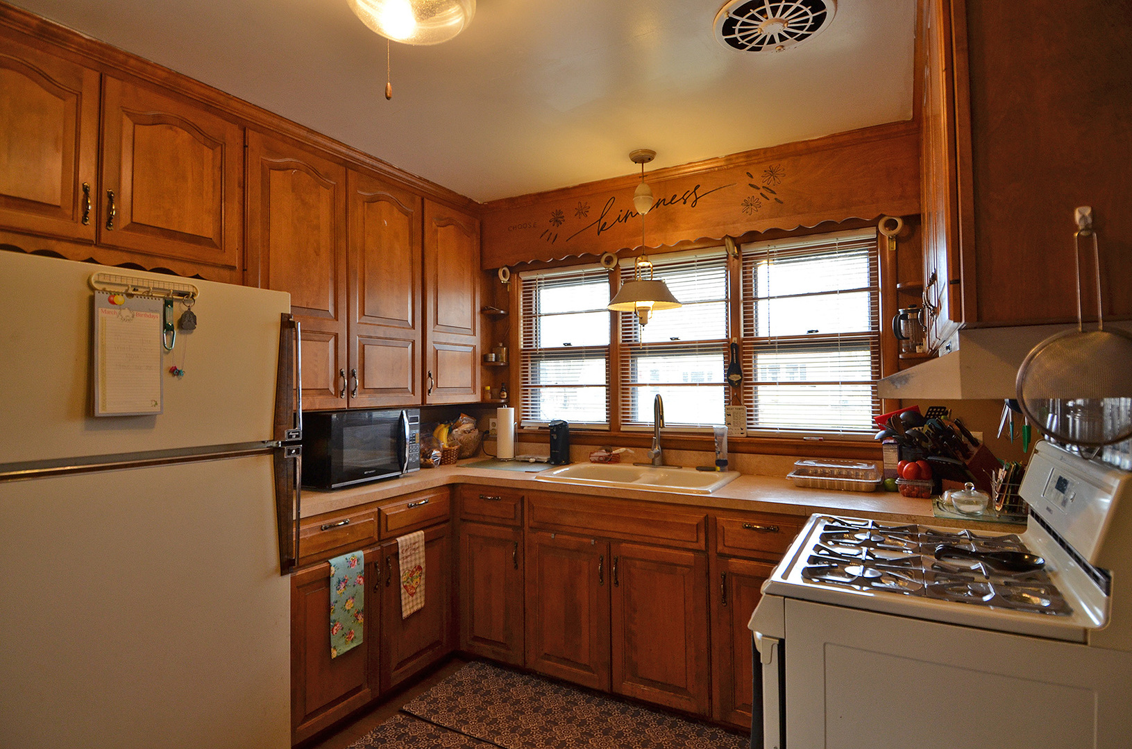 772 Adams Street Ottawa, IL 61350 - Photo 6 of 15 a kitchen with stainless steel appliances a refrigerator a sink and wooden cabinets