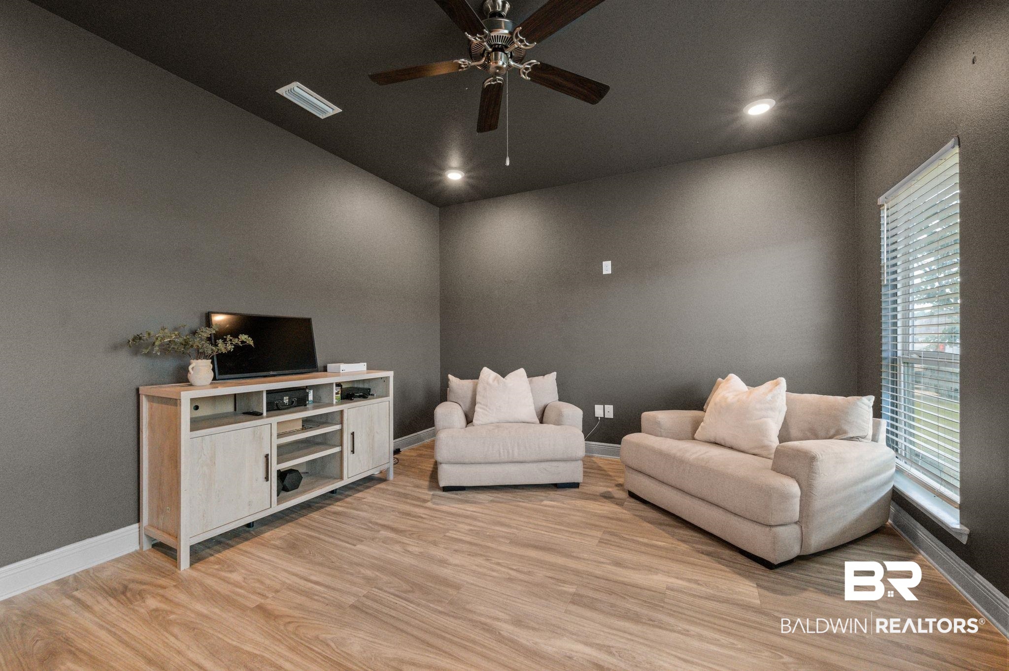 10169 Dunleith Loop Daphne, AL 36526 - Photo 18 of 40 Living area with light wood finished floors, ceiling fan, and recessed lighting
