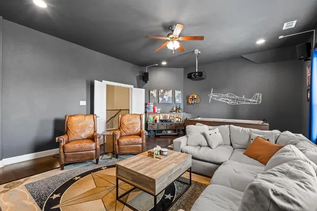 a living room with furniture