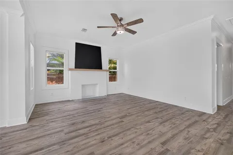 a view of a livingroom with a flat screen tv