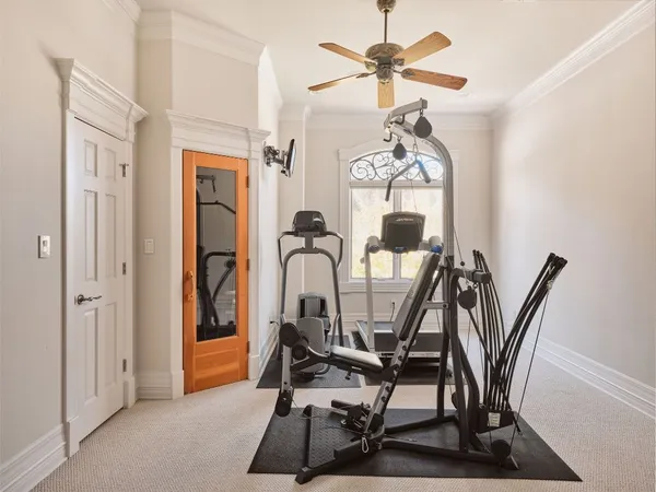 a view of a room with gym equipment