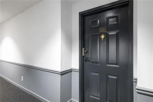 a front view of a house with windows