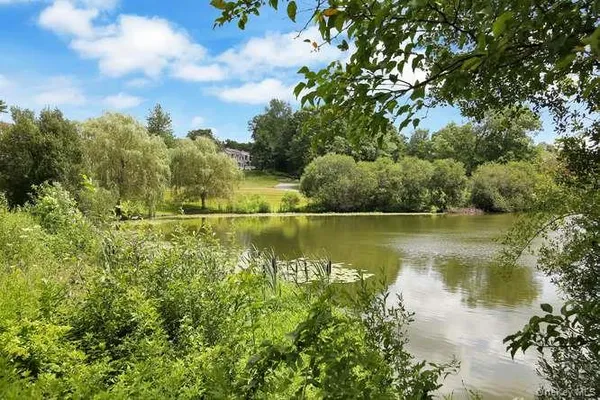 a view of lake with green space