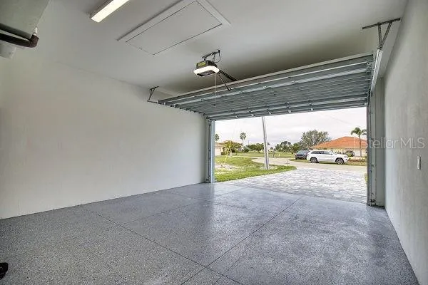 a view of a hallway with a door